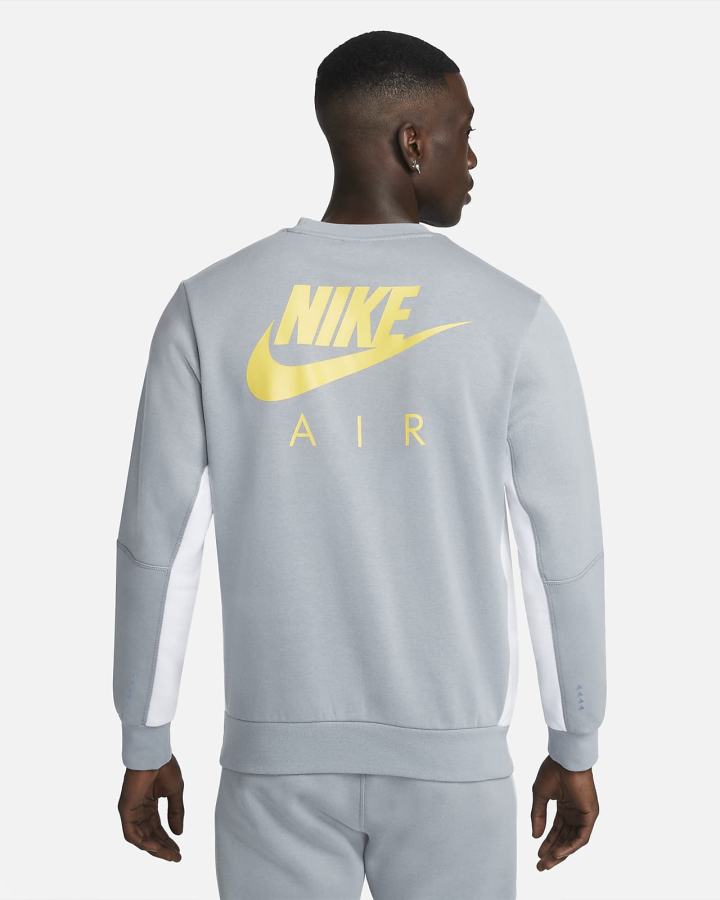 Nike Air Brushed-Back Fleece Crew Muške Dukserice Sive Bijele | HR-13089RSNB