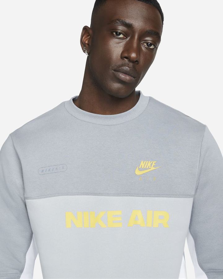 Nike Air Brushed-Back Fleece Crew Muške Dukserice Sive Bijele | HR-13089RSNB