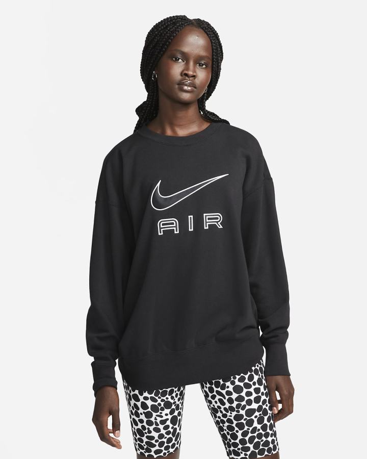 Nike Air Fleece Crew Ženske Dukserice Crne Bijele | HR-32681JTRM