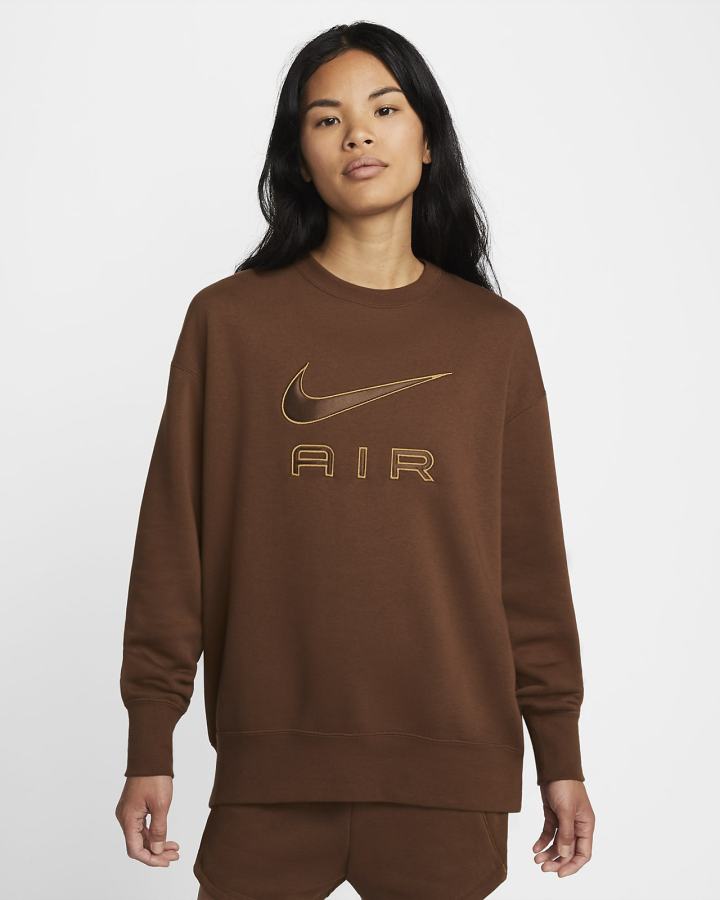 Nike Air Fleece Crew Ženske Dukserice Smeđe | HR-63152TQNM