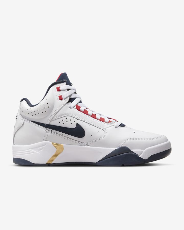 Nike Air Flight Lite Mid Muške Tenisiće Bijele Crvene Metalne Zlatne Tamnoplave | HR-47805RGOI