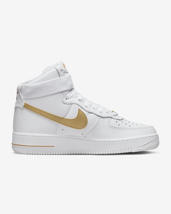 Nike Air Force 1 High Ženske Tenisiće Bijele Metalne Zlatne | HR-79653UJDX