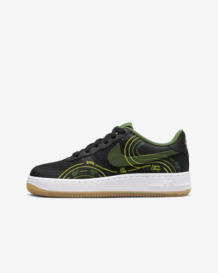 Nike Air Force 1 LV8 Kids Za Djevojčice Tenisiće Crne Bijele Tamno Sive Zelene | HR-82046NJEA