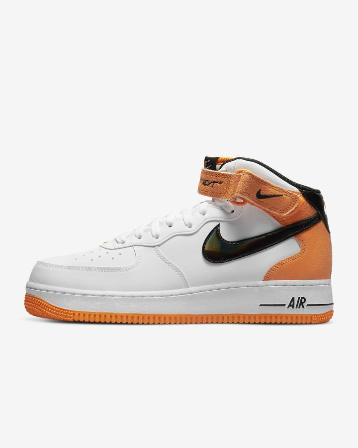 Nike Air Force 1 Mid \'07 Muške Tenisiće Bijele Narančaste Sive Crne | HR-16507RKWV