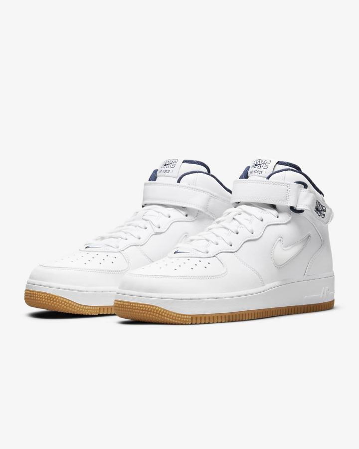 Nike Air Force 1 Mid Muške Tenisiće Bijele Tamnoplave Žute Bijele | HR-17524JQSL