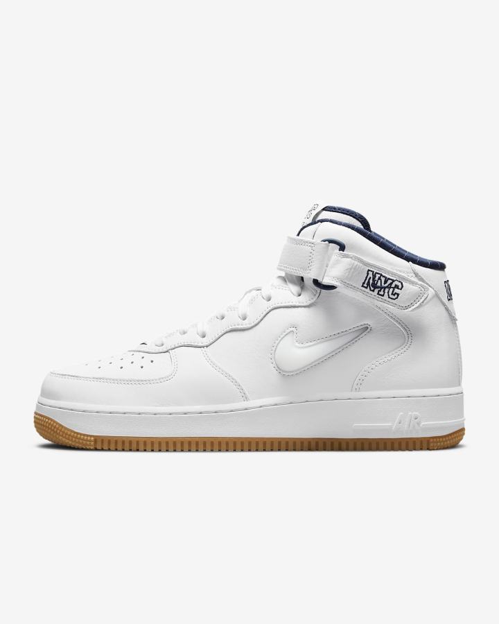 Nike Air Force 1 Mid Muške Tenisiće Bijele Tamnoplave Žute Bijele | HR-17524JQSL