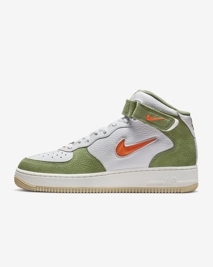 Nike Air Force 1 Mid QS Muške Tenisiće Bijele Zelene Narančaste | HR-27549ZKMH