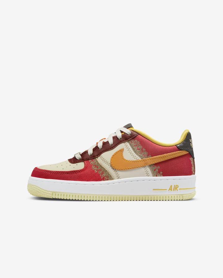 Nike Air Force 1 Premium Kids Za Djevojčice Tenisiće Crvene Tamno Žute | HR-24930ZHGA