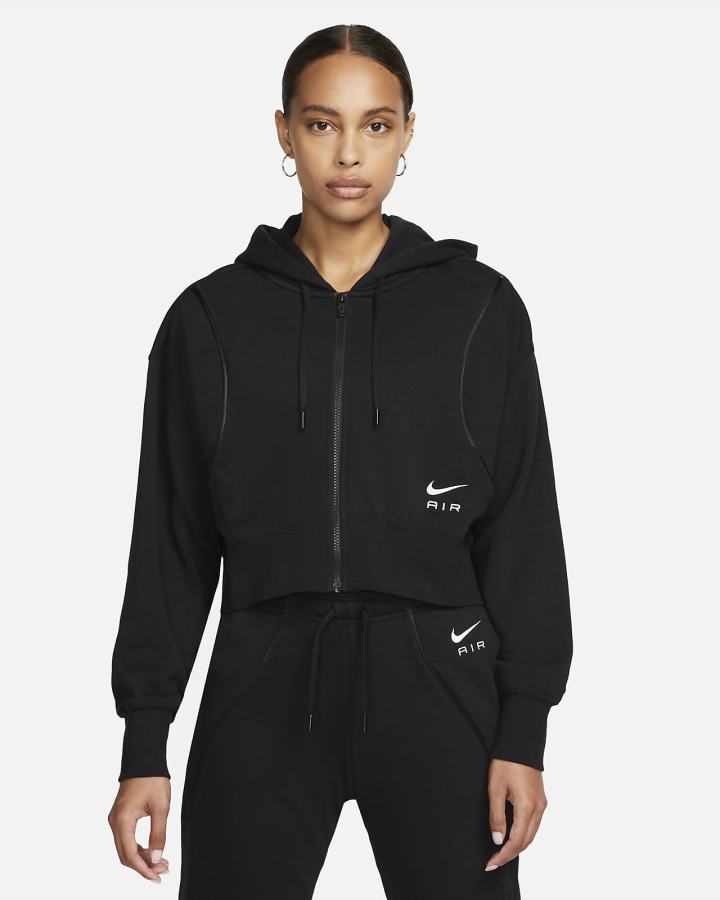 Nike Air Full-Zip Fleece Ženske Majica S Kapuljačom Crne Bijele | HR-27450NHXD