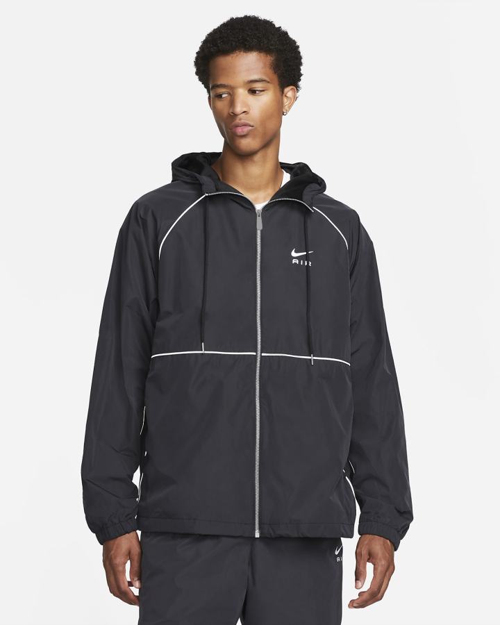 Nike Air Full-Zip Hooded Woven Muške Jakne Crne Bijele | HR-26184ZAJG