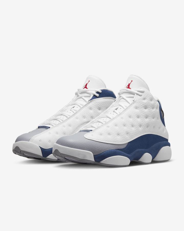 Nike Air Jordan 13 Retro Muške Tenisiće Bijele Plave Svijetlo Sive Crvene | HR-64201EWZO