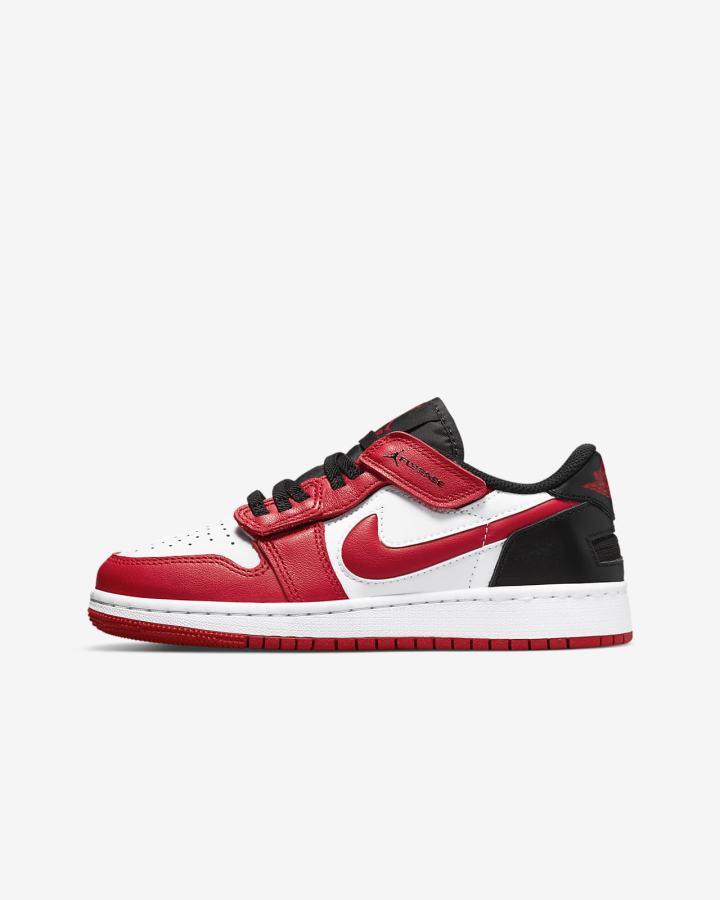 Nike Air Jordan 1 Low Flyease Kids Za Dječake Tenisiće Bijele Crne Crvene | HR-04719RKDZ