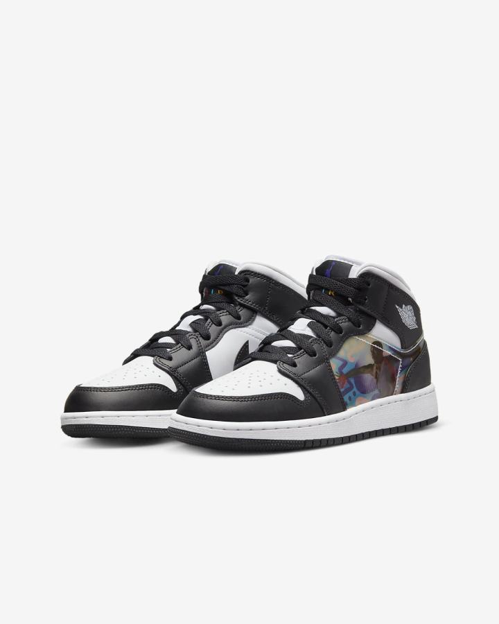 Nike Air Jordan 1 Mid Kids Za Djevojčice Tenisiće Crne Tirkizne Crvene Tamno | HR-62148HDCB