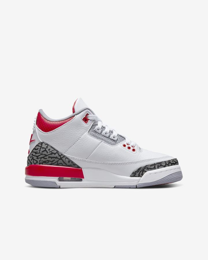 Nike Air Jordan 3 Retro Kids Za Djevojčice Tenisiće Bijele Crne Sive Crvene | HR-76258ROVB