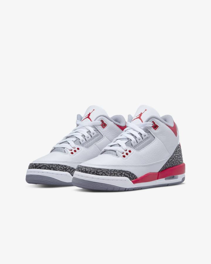 Nike Air Jordan 3 Retro Kids Za Djevojčice Tenisiće Bijele Crne Sive Crvene | HR-76258ROVB