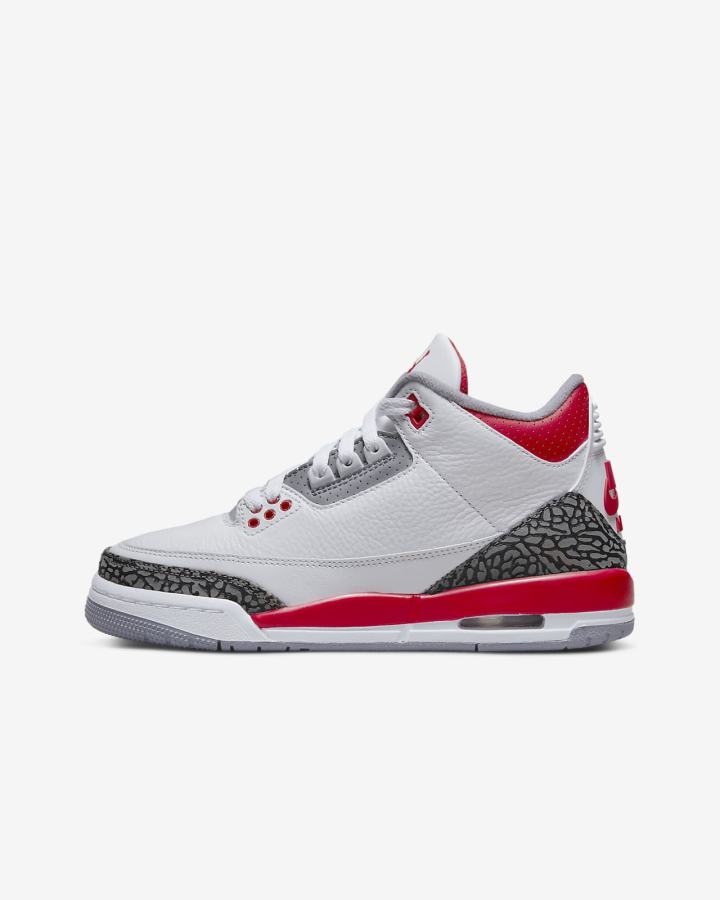 Nike Air Jordan 3 Retro Kids Za Djevojčice Tenisiće Bijele Crne Sive Crvene | HR-76258ROVB