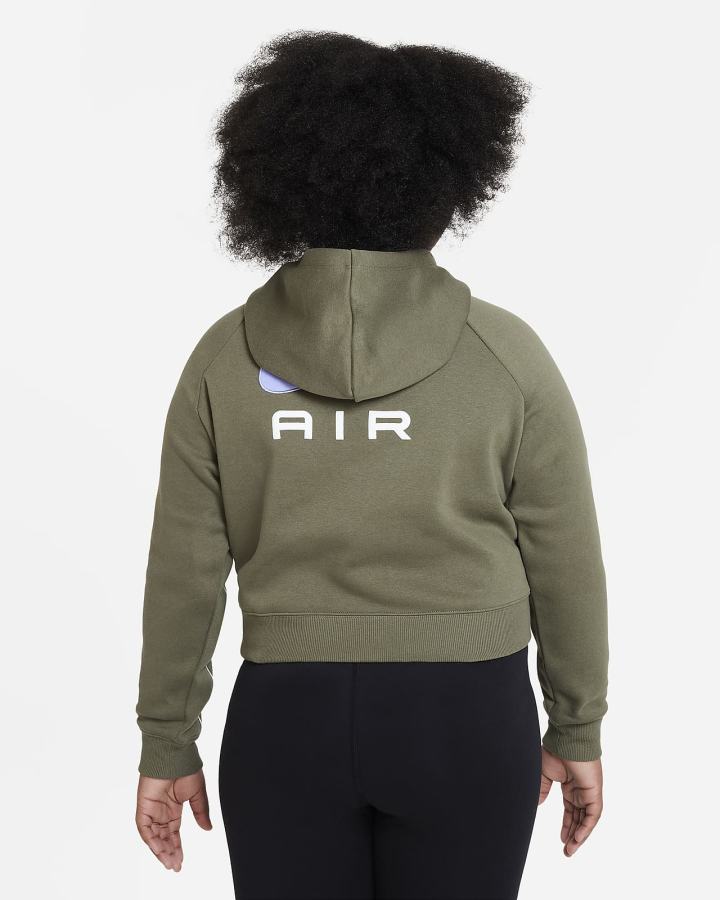 Nike Air Kids French Terry Cropped (Extended Size) Za Djevojčice Majica S Kapuljačom Maslinasto Zelene | HR-36405IMZO