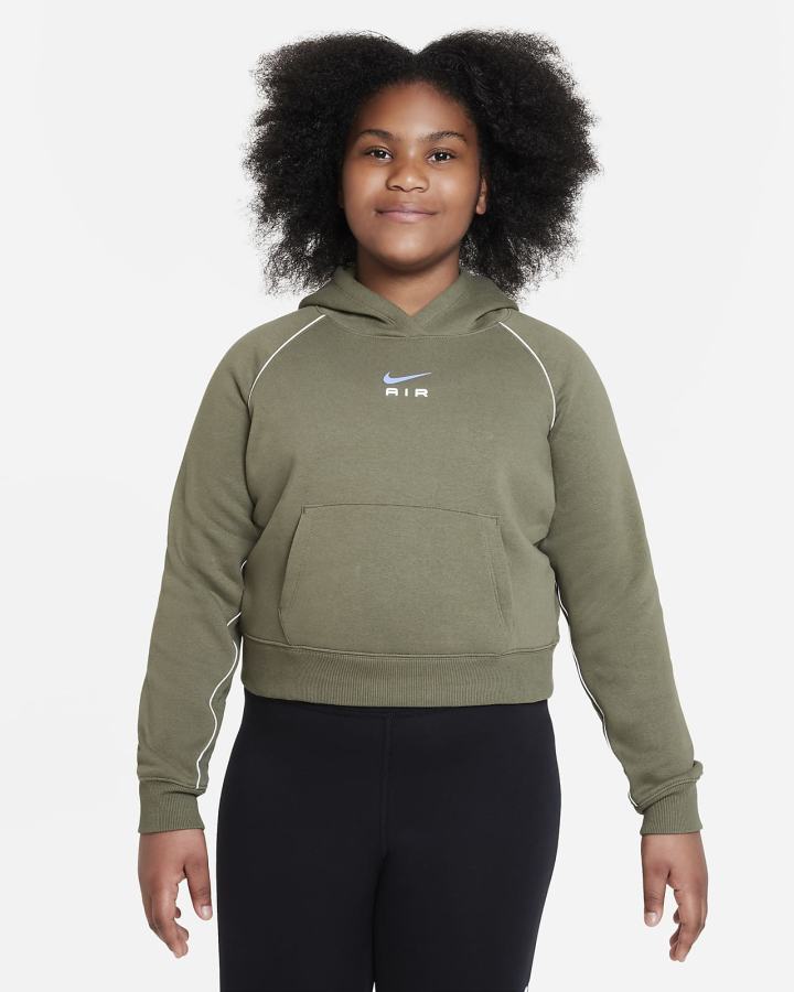 Nike Air Kids French Terry Cropped (Extended Size) Za Djevojčice Majica S Kapuljačom Maslinasto Zelene | HR-36405IMZO