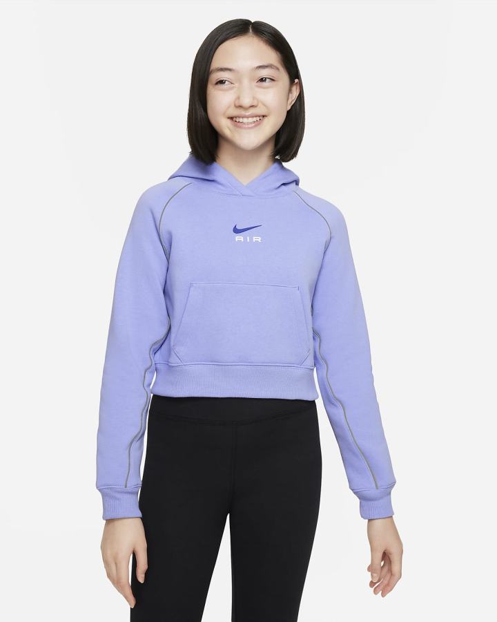 Nike Air Kids French Terry Cropped (Extended Size) Za Djevojčice Majica S Kapuljačom Ljubičaste | HR-97031VEJX