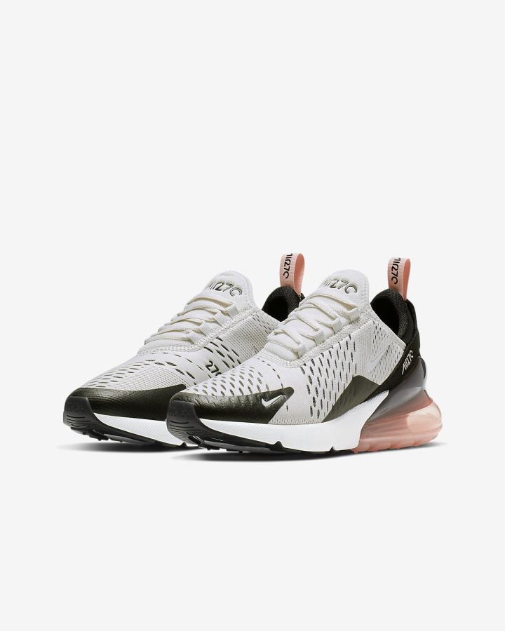 Nike Air Max 270 Kids Za Djevojčice Tenisiće Platine Crne Koraljne Bijele | HR-13069NJZO