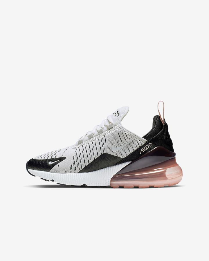 Nike Air Max 270 Kids Za Djevojčice Tenisiće Platine Crne Koraljne Bijele | HR-13069NJZO