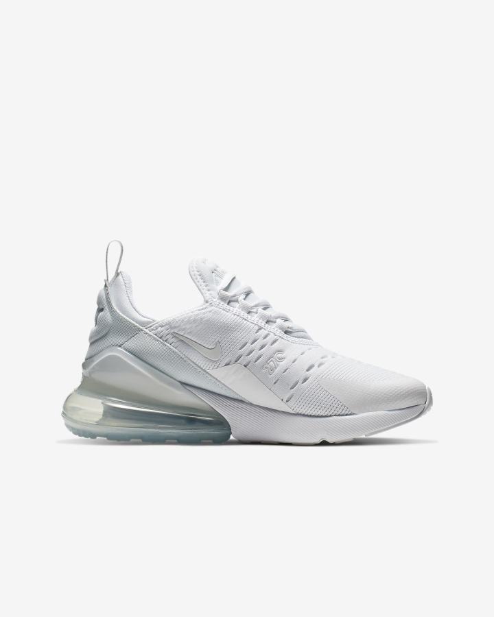 Nike Air Max 270 Kids Za Djevojčice Tenisiće Bijele Metalne Srebrne Bijele | HR-27130OKZW