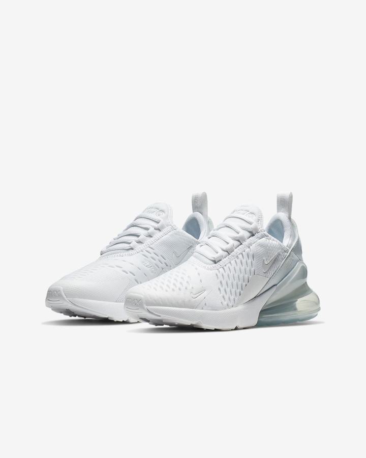 Nike Air Max 270 Kids Za Djevojčice Tenisiće Bijele Metalne Srebrne Bijele | HR-27130OKZW