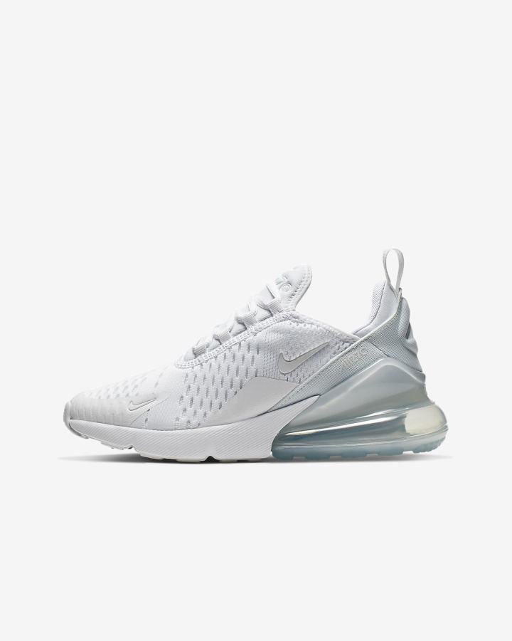 Nike Air Max 270 Kids Za Djevojčice Tenisiće Bijele Metalne Srebrne Bijele | HR-27130OKZW