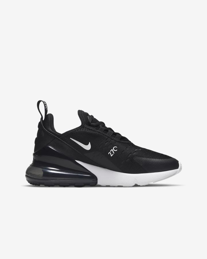 Nike Air Max 270 Kids Za Djevojčice Tenisiće Crne Tamno Sive Bijele | HR-56318DPVL