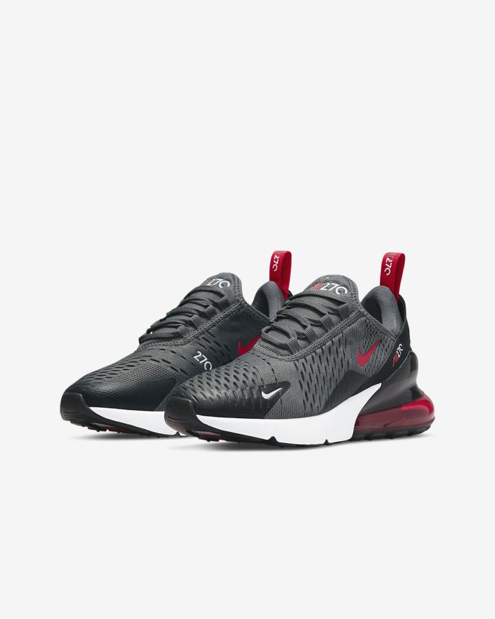 Nike Air Max 270 Kids Za Djevojčice Tenisiće Sive Crne Bijele Crvene | HR-78109RJCE