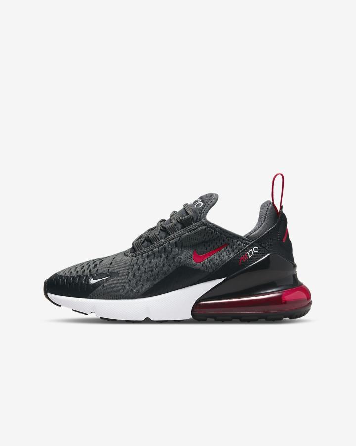 Nike Air Max 270 Kids Za Djevojčice Tenisiće Sive Crne Bijele Crvene | HR-78109RJCE