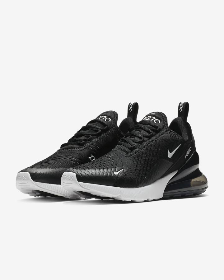 Nike Air Max 270 Ženske Tenisiće Crne Bijele Tamno Sive | HR-69870GOZF