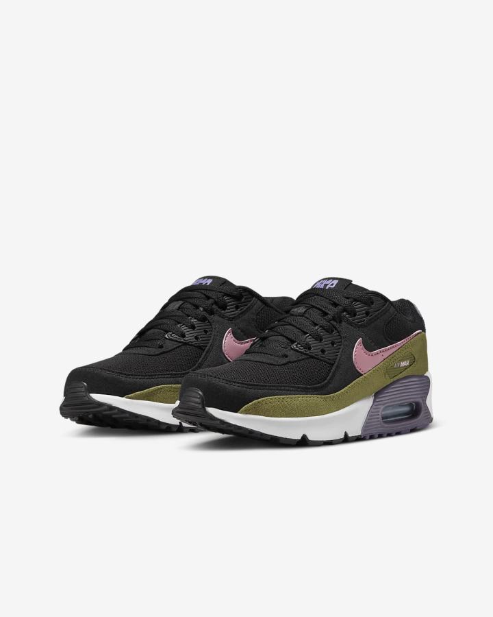 Nike Air Max 90 Kids Za Djevojčice Tenisiće Crne Ljubičaste Roze | HR-98274WQTD