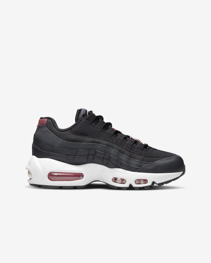 Nike Air Max 95 Recraft Kids Za Djevojčice Tenisiće Tamno Sive Crvene Bijele Crne | HR-38675MTOA