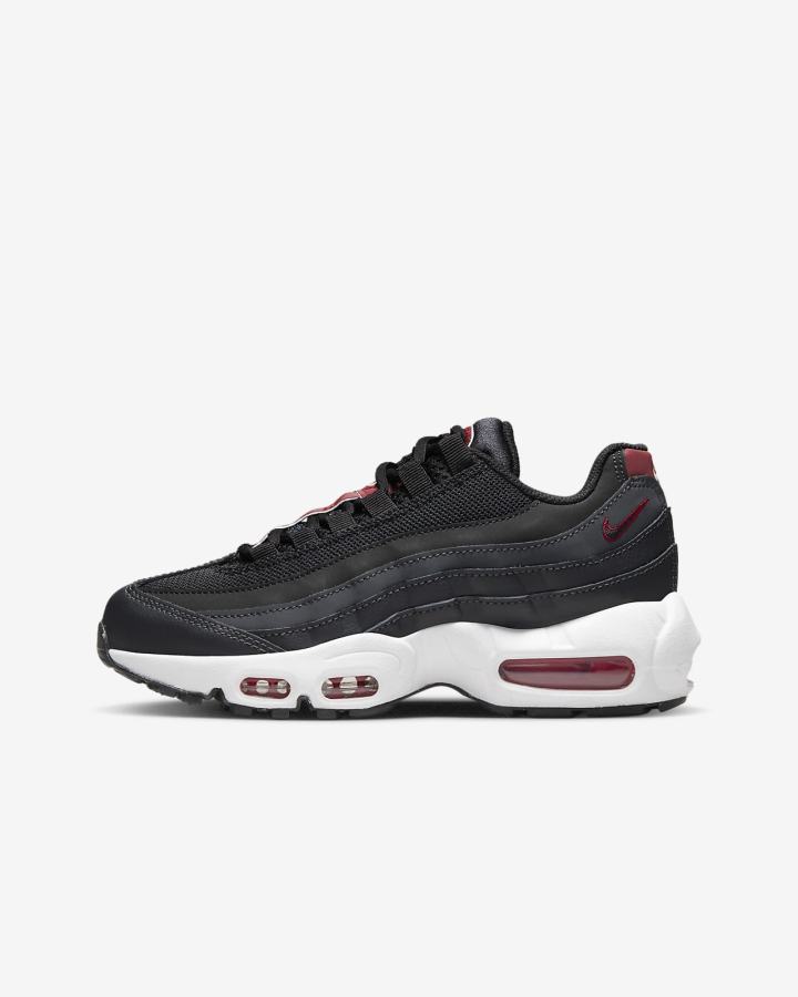 Nike Air Max 95 Recraft Kids Za Djevojčice Tenisiće Tamno Sive Crvene Bijele Crne | HR-38675MTOA