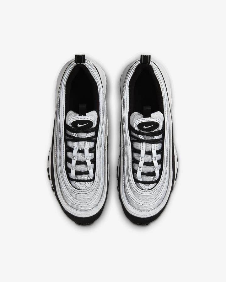 Nike Air Max 97 Kids Za Djevojčice Tenisiće Crne Srebrne Metalne Srebrne Bijele | HR-14260NHUJ