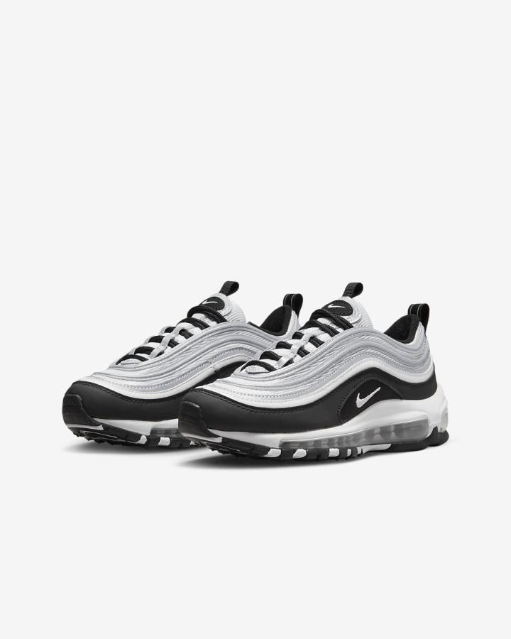 Nike Air Max 97 Kids Za Djevojčice Tenisiće Crne Srebrne Metalne Srebrne Bijele | HR-14260NHUJ