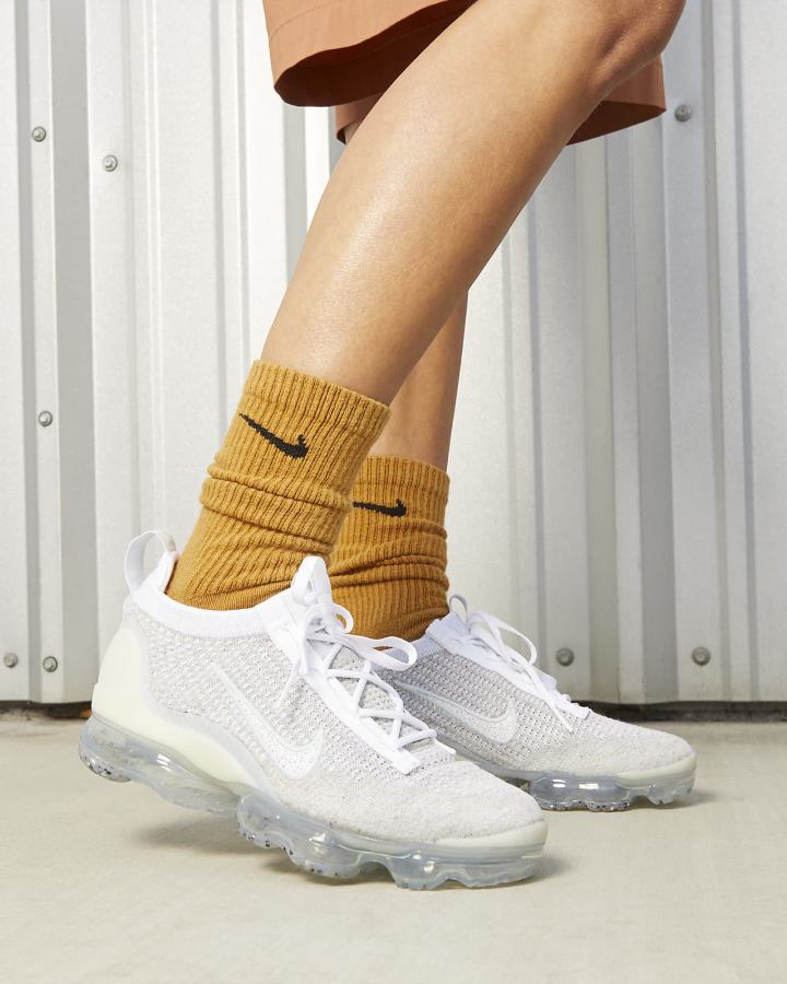 Nike Air VaporMax 2021 Flyknit Ženske Tenisiće Bijele Platine Metalne Srebrne Bijele | HR-18436EHQF