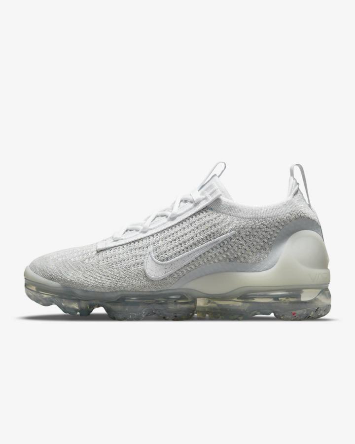 Nike Air VaporMax 2021 Flyknit Ženske Tenisiće Bijele Platine Metalne Srebrne Bijele | HR-18436EHQF