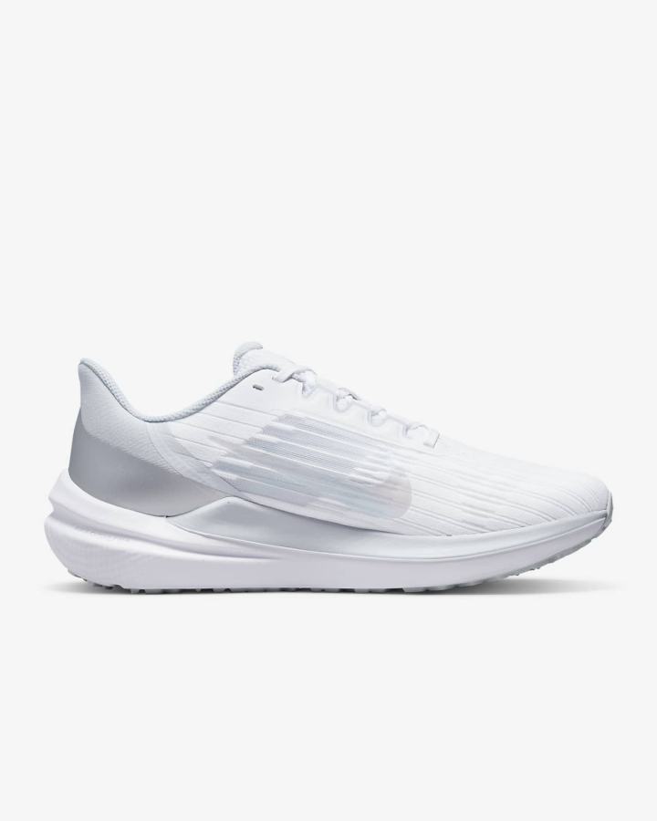 Nike Air Winflo 9 Premium Road Ženske Tenisiće Bijele Platine Sive Metalne Srebrne | HR-32057XONJ