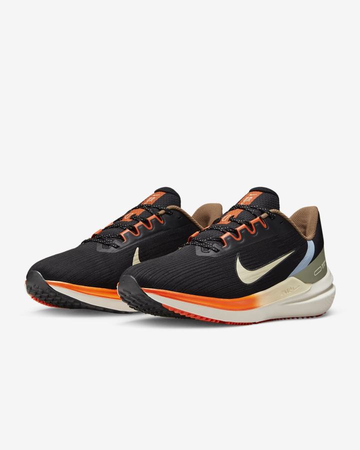 Nike Air Winflo 9 Road Muške Tenisiće Crne Narančaste | HR-43876AQUC