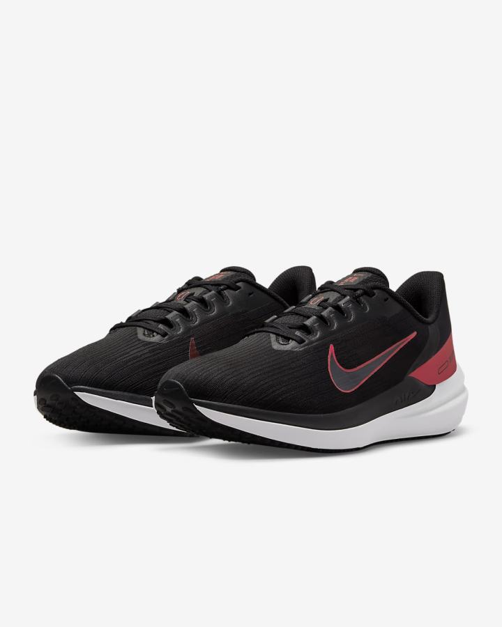 Nike Air Winflo 9 Road Muške Tenisiće Crne Tamno Sive Crvene | HR-98742VLNS