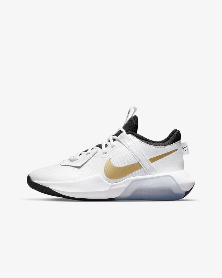 Nike Air Zoom Crossover Kids Za Djevojčice Košarkaške Cipele Bijele Crne Metalne Zlatne | HR-53417JNUF