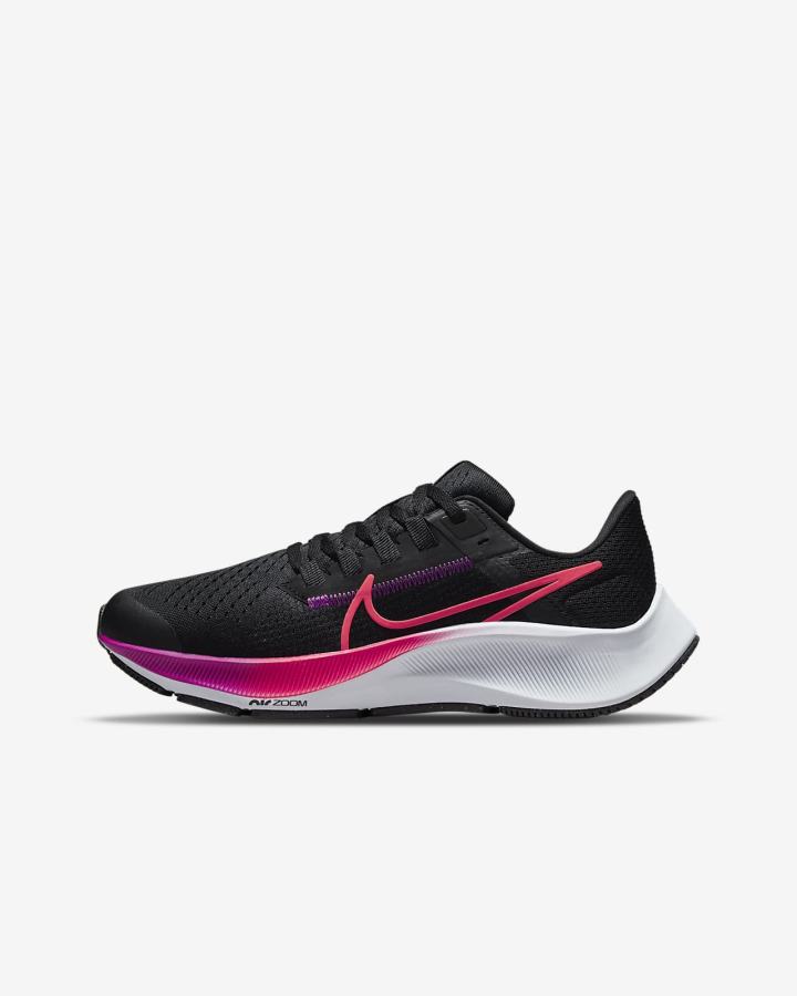 Nike Air Zoom Pegasus 38 Kids Road Za Dječake Tenisiće Crne Ljubičaste Sive Bijele | HR-57913SXVI