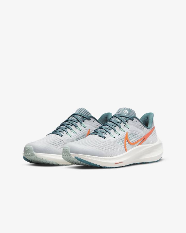 Nike Air Zoom Pegasus 39 Kids Road Za Dječake Tenisiće Platine Bijele Menta Narančaste | HR-21509JESI