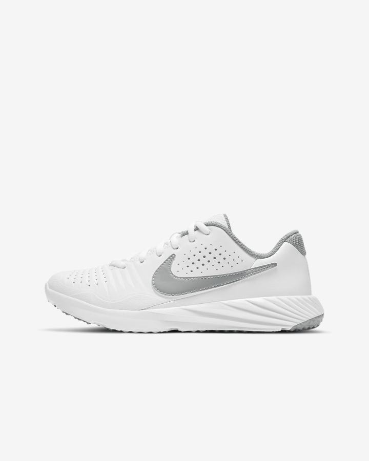 Nike Alpha Huarache 3 Turf Kids Za Djevojčice Cipele Za Bejzbol Bijele Sive | HR-67549HBGD