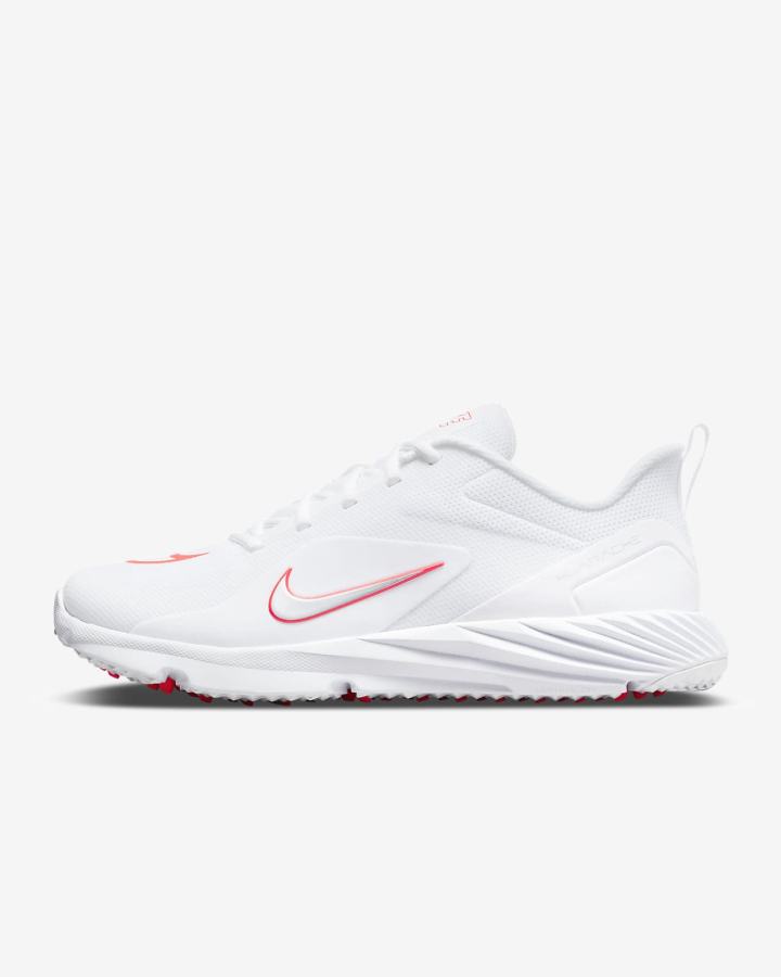 Nike Alpha Huarache 8 Pro Turf Muške Kopačke Za Lakros Bijele Svijetlo Crvene Metalne Srebrne | HR-24160SKFQ