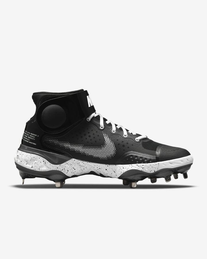 Nike Alpha Huarache Elite 3 Mid Muške Cipele Za Bejzbol Crne Bijele Metalne Sive | HR-64520OTSX