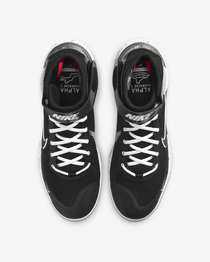 Nike Alpha Huarache Elite 3 Mid Muške Cipele Za Bejzbol Crne Bijele Metalne Sive | HR-64520OTSX