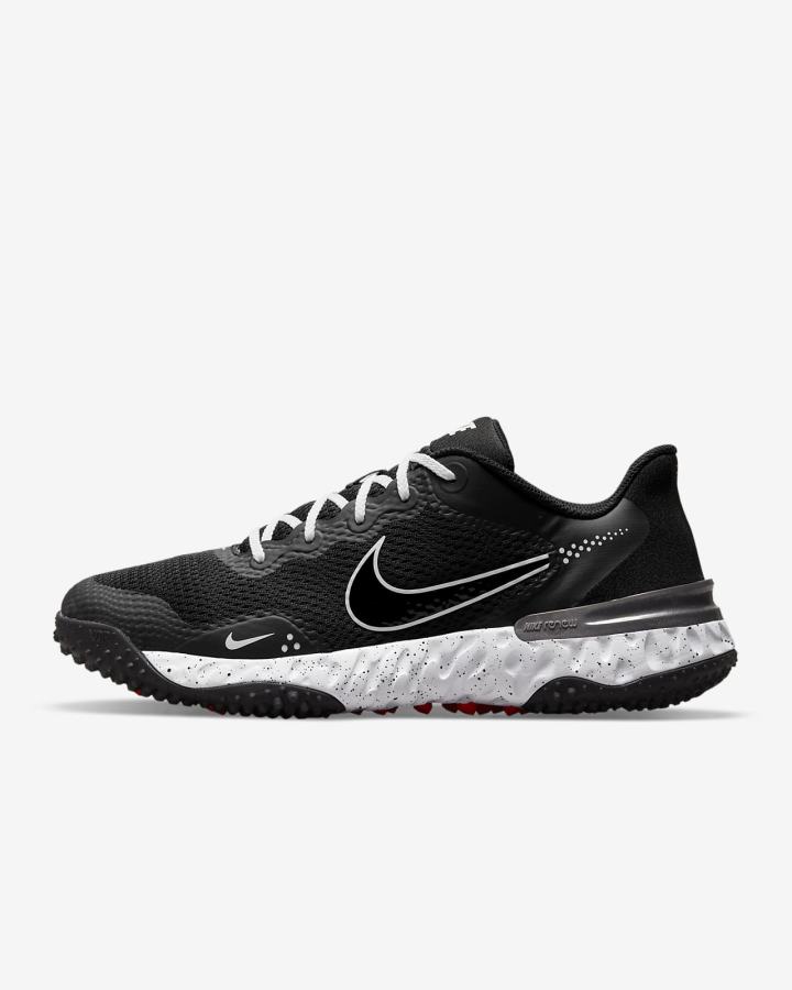 Nike Alpha Huarache Elite 3 Turf Muške Cipele Za Bejzbol Crne Bijele Metalne Tamno Sive | HR-34857JHWP